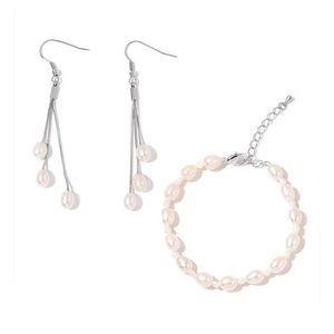 Stainless Steel PEARL Earring and Bracelet Set